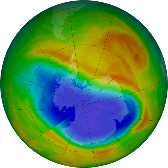 Antarctic ozone map for 19 October 1986